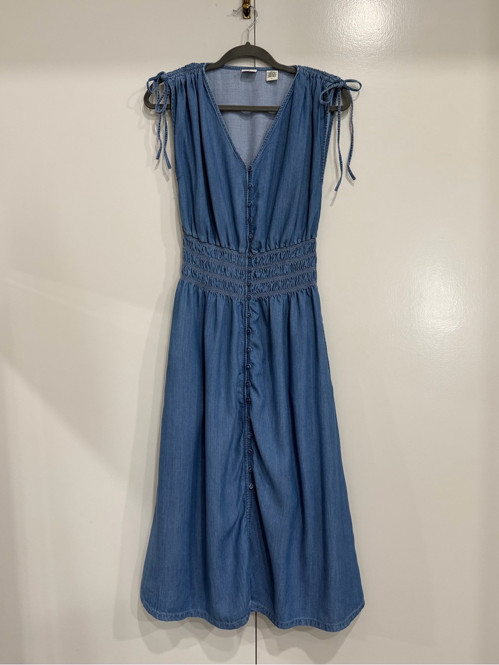 Levi's Blue Midi Dress with Tie Shoulders size M